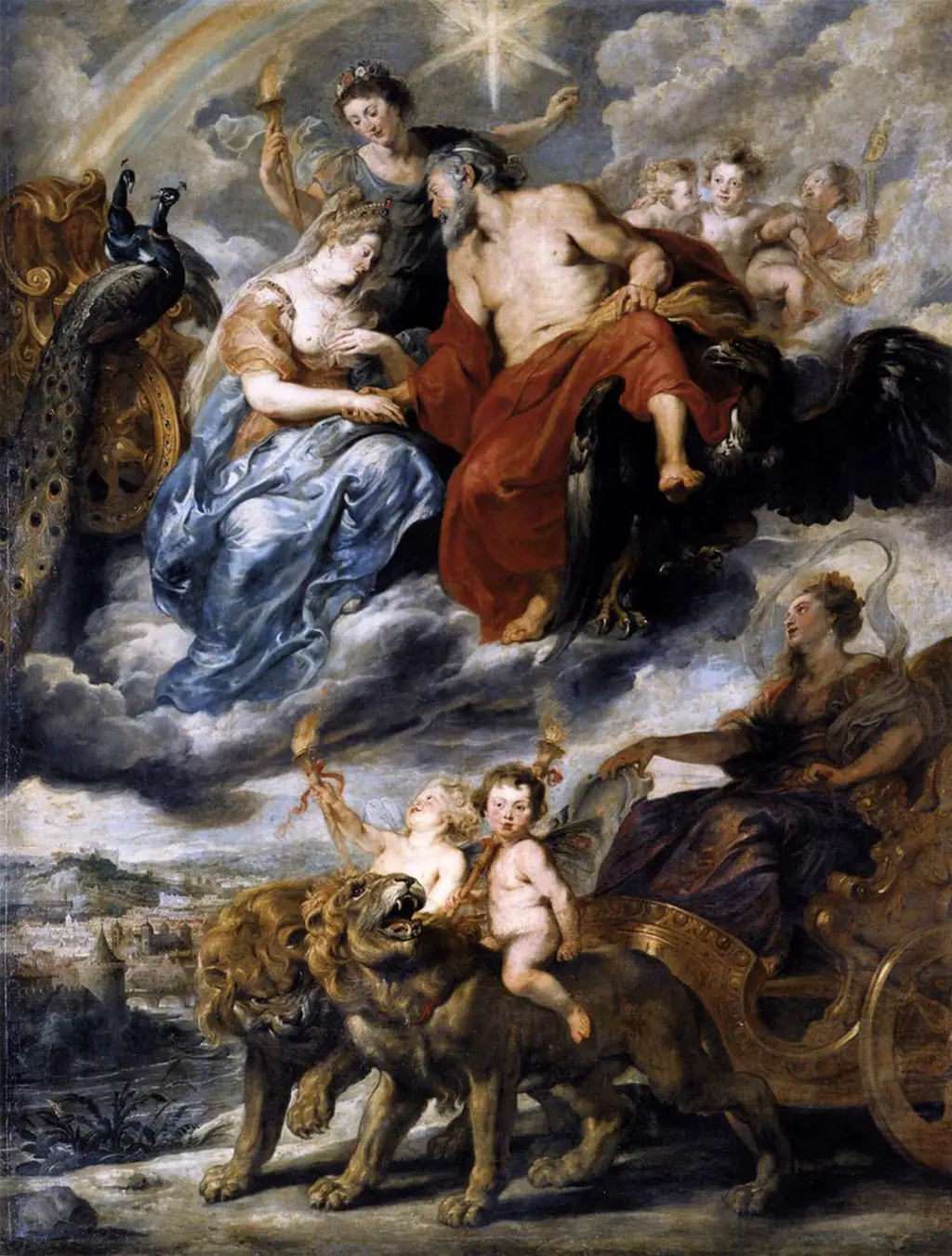 The Meeting of Marie de Medicis and Henri IV at Lyon in Detail Peter Paul Rubens